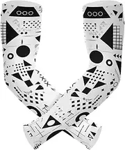 [Yoogain] UV Protection Compression Sleeve Women Black Geometric Shapes Minimalistic Modern Driving Sleeves Cooling Feeling Anti-Run cubre brazos, Black Geometric Shapes Minimalistic Modern