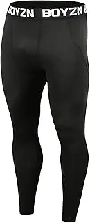 [Boyzn] Men's 2 Pack Sports Compression Pants Quick Dry Active Base Layer Tights Workout Running Leggings with Pockets