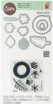 Christmas Hanging Ornaments Sizzix Stamp & Framelits Die Set 663680 NEW!