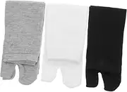 [CLISPEED] 3 Pairs Mid-calf Tabi Socks Cushioned Elastic Toe Socks Ankle Black Polyester Woman Adult Cover Separators Cotton Adults Separated Work Split Colored Thong Elastic Toed Separate