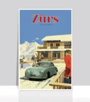 Zurs Austria 1951 Porsche 356 Pre A Coupe. poster Aluminum 36"x 24"