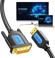 DVI to HDMIs,Display Port to DVI Cable Bi-Directional Adapter - HDMIs Cord Compatible with Projectors, Computers, Television, DVI Devices, Display Screen, Laptops
