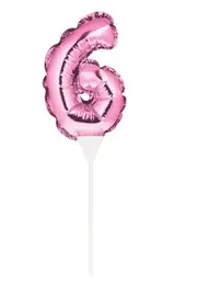 Pink Self-Inflating Number 6 Balloon Cake Topper