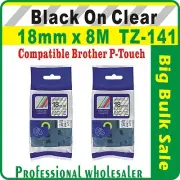 18mm x 8m Brother Black on Clear Compatible TZ-141 P-Touch Laminated Label Tape