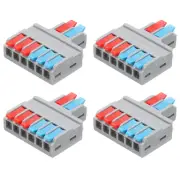 4pcs Din Rail Press Quick Terminal Blocks Splicing Wire Connectors(2 in 6 out)