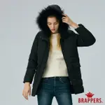 【BRAPPERS】女款 可拆帽中長版羽絨外套(黑)