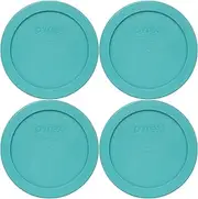 [Pyrex] 7200-PC Turquoise Round Plastic Food Storage Replacement Lids - 4 Pack