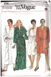 Vogue Sewing Pattern 8155 Unisex Mens or Misses' Robes Large