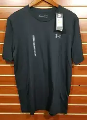 NEW Men's Under Armour HEAT GEAR Lockup T-Shirt Cotton Blend Loose Fit Black