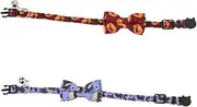 Alasum 2pcs Adjustable Halloween Cat Collars with Bell Adorable Bowknot Design for Festive Parties Comfortable and Safe for Kittens Includes Bat Themes