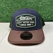 Stetson Trucker Hat Cap Men Green Navy Snapback Western Vintage Script Patch New