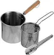 Hoement 1 Set Stainless Steel Deep Fryer with Food Tong Versatile Kitchen Frying Pot for Quick Heating for Parties Weddings and Daily Use Stove Top Deep Frying Pan