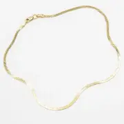 1.6mm Herringbone Chain Thin Anklet Real 14K Yellow Gold 10"