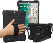 iPad 5th/6th Generation Cases, iPad Air 2/ Pro 9.7 Case,Rugged Protection Shockproof Case for Kids with Stand, Hand & Shoulder Strap,iPad 9.7 2018/2017-Black