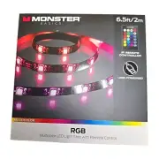 Monster Basics RGB Multicolor LED Light Strip Backlight 6.5ft 2m IR Remote USB