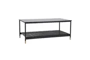 Maestro Furniture Alcone Wooden Rectangular Open Shelf Coffee Table W/ Gold Accents - Satin Black