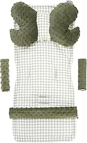 Medi Partners Minky Universal Seat Cover for Pushchairs and Buggies, Seat Cover, 5-Piece Seat Cover and Play Arch Pram Set Minky Cotton