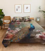 3D Peacock Peony A988 Bed Pillowcases Quilt Duvet Cover Set Queen King Amy