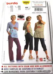 Burda 8095 Misses Maternity Pants 10-12-14-16-18-20-22 Sewing Pattern 2 Styles