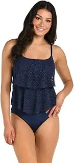 [24th & Ocean] Women's Crochet Away Tiered Tankini Top