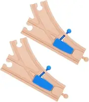 NOLITOY 2Pcs Switch Track Connectors for Wooden Train Compatible with Major Brands Educational for Enhances Creativity and Motor Skills Through Play