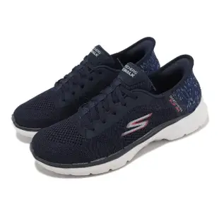 【SKECHERS】健走鞋 Go Walk 6 Slip-Ins 瞬穿科技 女鞋 藍 白 緩震 休閒鞋 運動鞋(124627NVMT)