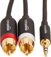 3.5mm to 2-Male RCA Adaptor Cable 8 ft/2.5 m 841710132137 AmazonBasics New