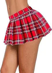 [Afibi] Women Sexy Stretchy Elastic Waist Pleated Ruffle Mini Skirt for Schoolgirl Outfits