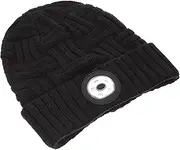 [Healvian] 1Set Outdoor Warm Knitting Hat with Detachable LED Light for Night Running Windproof Beanie for Fishing Hiking and Sports Activities Comfortable and Stylish Accessory Black