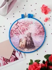 Mini Cross stitch kit - Sun rays 15x15cm Blue Aida 14ct needlepoint kit