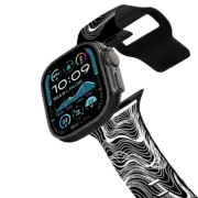 Apple Watch Ultra, Ultra 2 (49mm) Impact Band WOBBLE 2 WATCH BAND, BLACK & WHITE MINIMALIST LINES OCEAN WAVES ORGANIC FLOW ABSTRACT WHITE BACKGROUND ILLUSTRATION