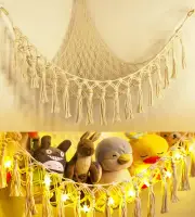 Stuffed Animal Toy Storage Hammock with LED Light - Macrame Jumbo Doll Corner...