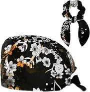 [YTYVAGT] Scrub Caps Women,Scrub Hats Suitable for Women,Vintage Eiffel Tower Cherry Blossom