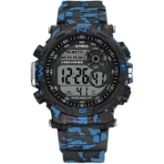 Sport Men Watch Waterproof Luminous Date Week Display Camouflage Outdoor Digital Watch BLUE COLOUR