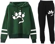 [YongXinMY] Women's Sweatsuit Set Dog Paw 3D Printed Hoodies and Jogger Set Full Set 2 Piece Kawaii Y2k Tracksuit