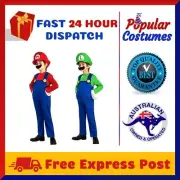 Kids Super Mario Brothers Luigi Fancy Dress Boys Girls Halloween Party Costume