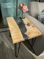 Black Epoxy Coffee Table Top, Epoxy Resin Corner Side Table Top, Home Decor