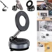 Super Magnetic N52 Magnetic Phone Holder, Swivel Locking Ultra Vacuum Suction Cup Phone Mount, Foldable 360° Rotating Phone Stand, Suitable for Car Screens, Bathroom Tiles and Glass(Black)