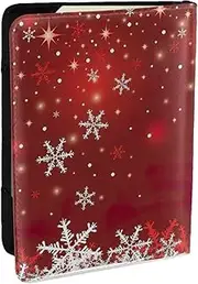 [EdWal] Christmas Print Passport Cover with Credit Card Holder Leather Passport Case, for Women Men Family ID Travel, Black, One Size