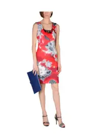 ROBERTO CAVALLI CLASS DRESS SZ 46/US 10 Red Black Sleeveless Sneath Zipper Lined