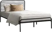 [OIKITURE] Bed Frame King Single Metal Bed Base with Headboard Black