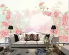 3D Floral Pink Wallpaper Wall Mural Removable Self-adhesive 840