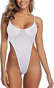 [KiRYu] SHERRYLO See Through One Piece Swimsuit High Cut Micro Monokini Bikini Mini Mesh Transparent Bathing Suit
