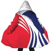 Personalized Hooded Cloak Coat,Blue White Red French Flag Color Block Cloak Coat