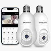 Laview 4MP Bulb Security Camera 2.4Ghz,360° 2K Security Cameras Wireless Outdoor
