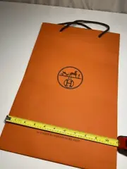100% AUTHENTIC HERMES PARIS ORANGE MEDIUM SHOPPING GIFT PAPER BAG 11x17x4