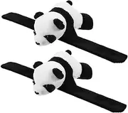 HONMEET 2pcs Panda Slap Bracelet Cute Animal Party Favors for Jungle Themed Birthday Decorations Safe Slap Bands for Celebrations