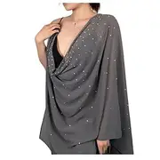 Wedding Shawls and Wraps for Women Formal Dress, Rhinestones Pearl Sparkling Stole, Bride Bridesmaid Pashmina Scarf