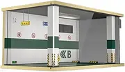 Parking Garage Scene 1/18 Wooden Parking lot Simulation car Model dustproof Lighting Ornaments for Diorama Parking Lot Display(Green)