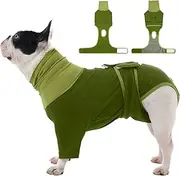MIGOHI Medium Dog Post Surgery Suit,Dogs Leg Wound Protection,Anti-Lick for Dog Front Legs,Ear Wrap,Recovery Suit for Female Dogs Spay,Abdominal,Neck Wounds Cover,French Bulldog,M,OliveGreen